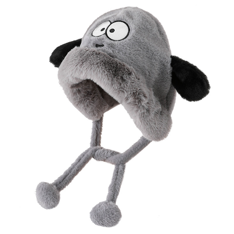 Korean Style Cute Puppy Hat Female Winter Warm Fleece-Lined Cycling Earmuffs Hat Cartoon Plush Hat Ushanka Wholesale