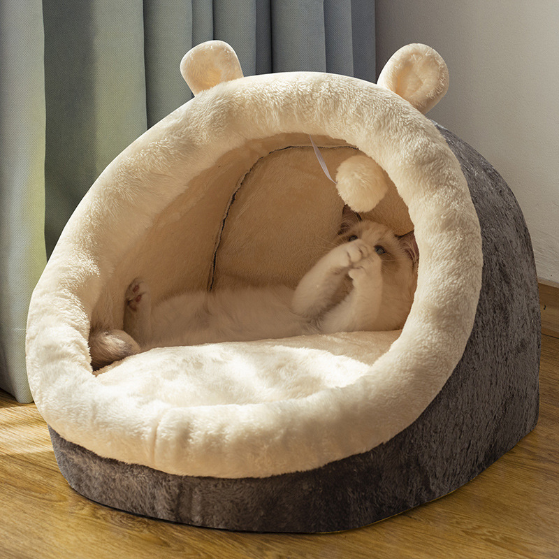 猫窝冬季保暖猫咪床屋四季通用冬天半封闭式房子沙发狗窝宠物用品
