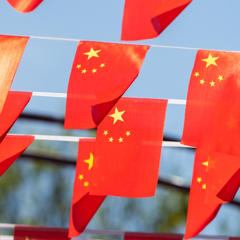 批发78号中国国旗串吊旗挂旗串旗小红旗小国旗国庆节装饰商场户外