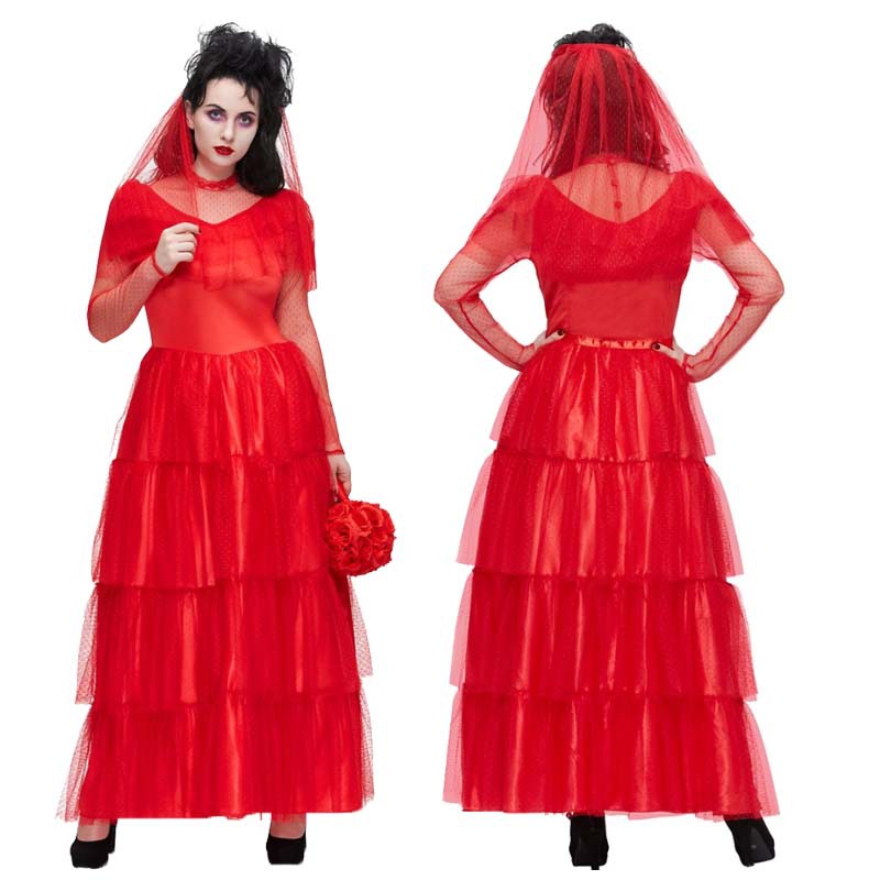 婚纱红颜色图片