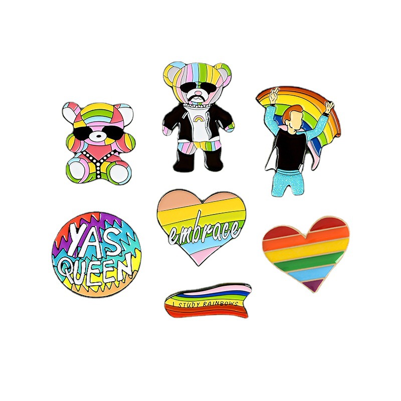 Creative Rainbow Series Brooch Mr. Bear Lady Bear Hug Rainbow Yas Queen Rainbow Comrade Badge