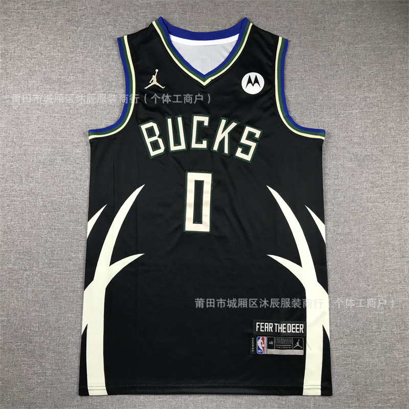 跨境球衣雄鹿利拉德字母歌复古风刺绣运动休闲篮球服潮流男女套装