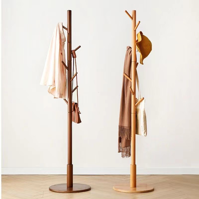 衣帽架卧室实木质落地挂衣架简约立式衣架客厅办公室衣服架置物架