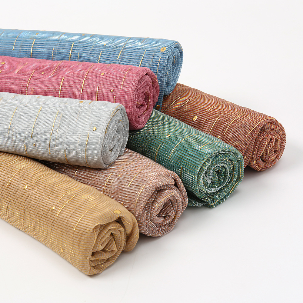 春夏新款透气时尚金丝线锦纶热销头巾  单色纱巾滴金围披肩 vs401