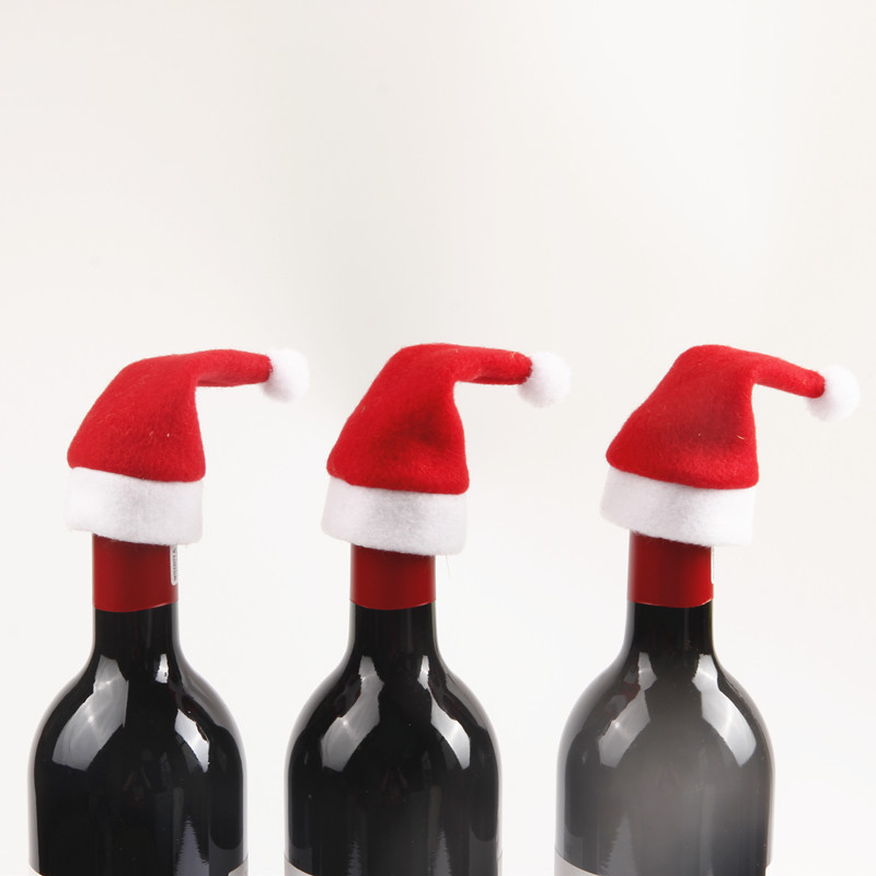 2023 New Mini Christmas Hat Wine Bottle Cap Christmas Small Hat Christmas Hat Knife and Fork Set Christmas Decorative Accessories