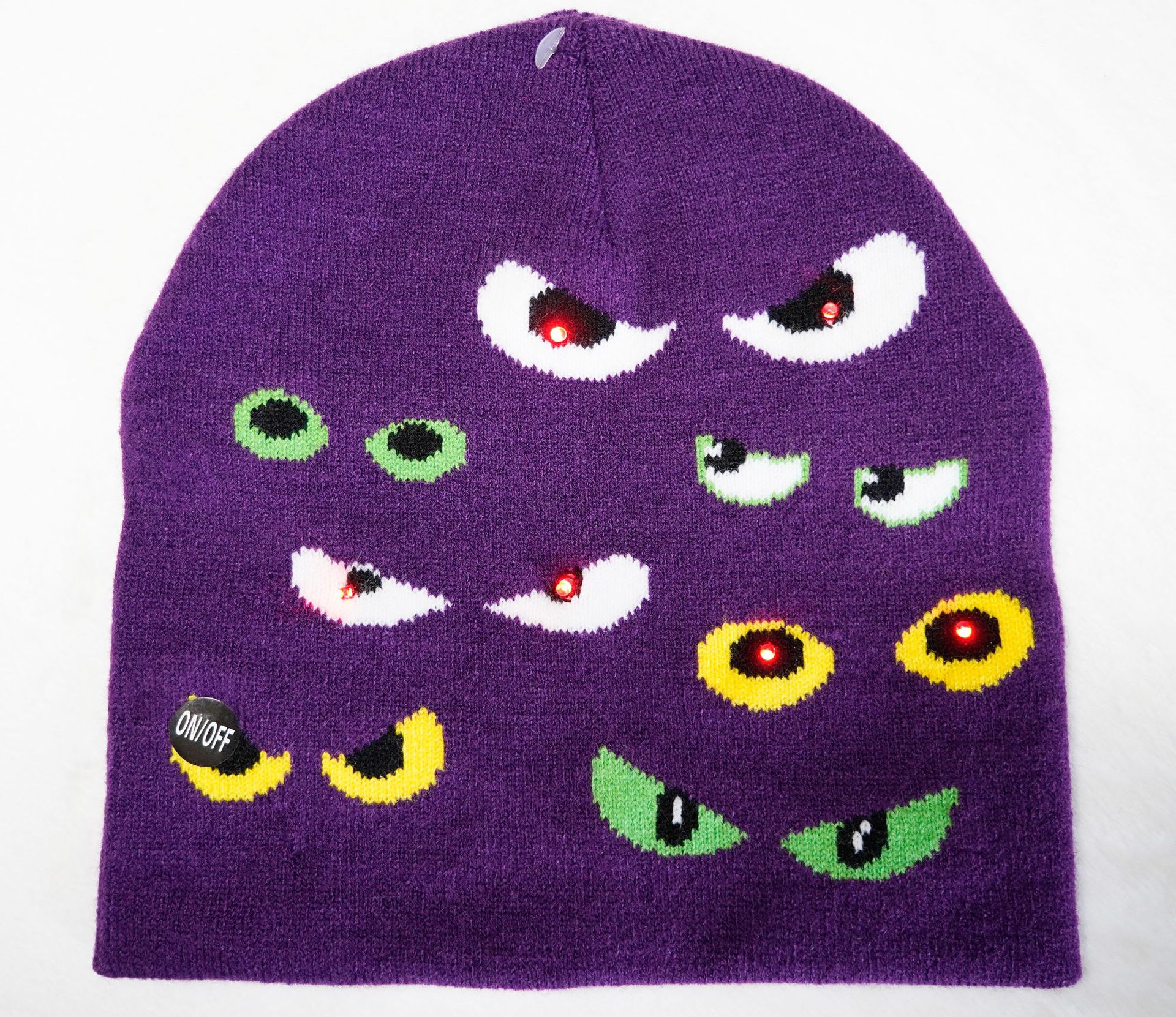 Cross-Border Amazon Halloween Knitted Jacquard Hat Party Funny Ghost Pirate Harajuku Beanie Hat Can Be Installed with LED Lights