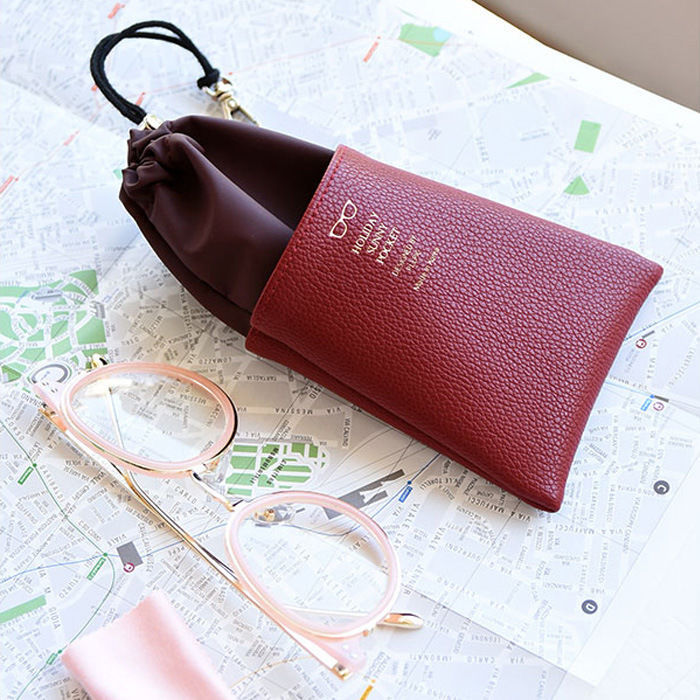 Sunglasses Bag Cloth Bag Sunglasses Bag Portable Anti-Pressure Storage Simple Korean Hanging Soft Leather Portable Automatic Closing