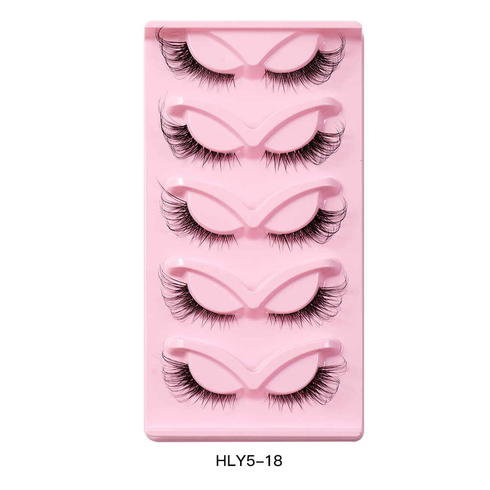 New 5 Pairs Fox Eye False Eyelashes Sheer Root Simulation Cat Eyelash Natural Thick Curling Eyelashes