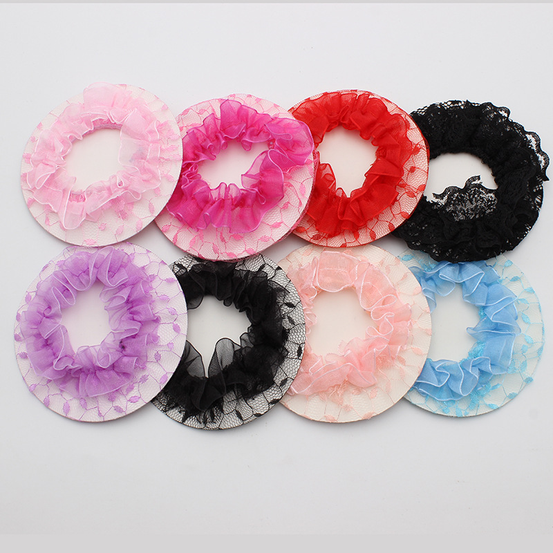 加边舞蹈发网女童发饰跳舞网套蕾丝头花网兜盘发少女未镶嵌网聚特