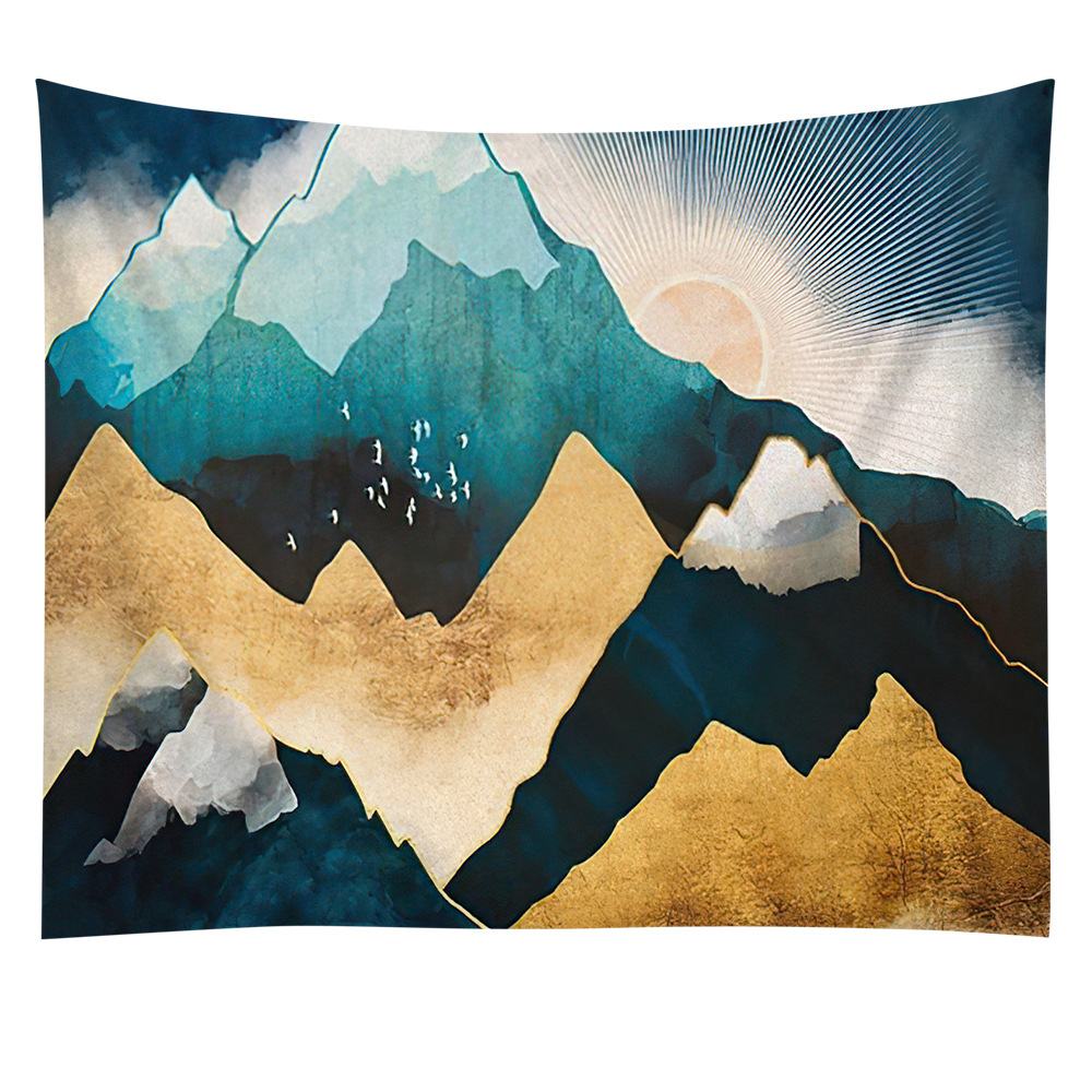 亚马逊家居装饰手绘山水画挂毯卧室地毯床头挂画沙滩巾野餐垫