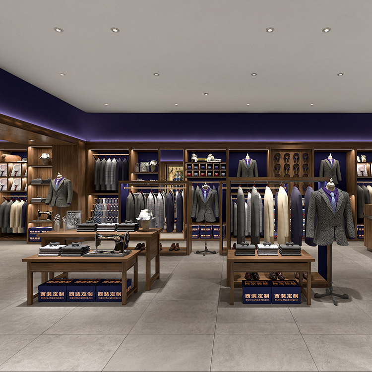 男装展示柜西装店展示服装店多层展示架西服男装烤漆柜多功能中岛