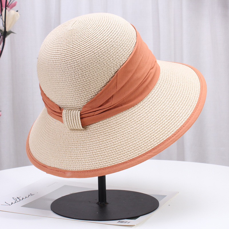 Hepburn Style Retro Straw Hat Female Beach Sun Hat Leisure Travel Sun Protection Hat Summer Vacation Bucket Hat