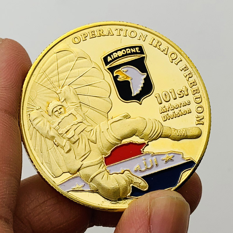 代发 美国101空降师降落伞镀金纪念章 亚马逊工艺金币硬币外贸币