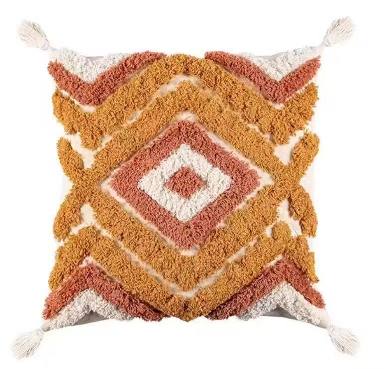 New Loop Velvet Tassel Throw Pillow Cushion Cover Home Couch Pillow Geometric Diamond Exclusive for Cross-Border Canvas Pillow