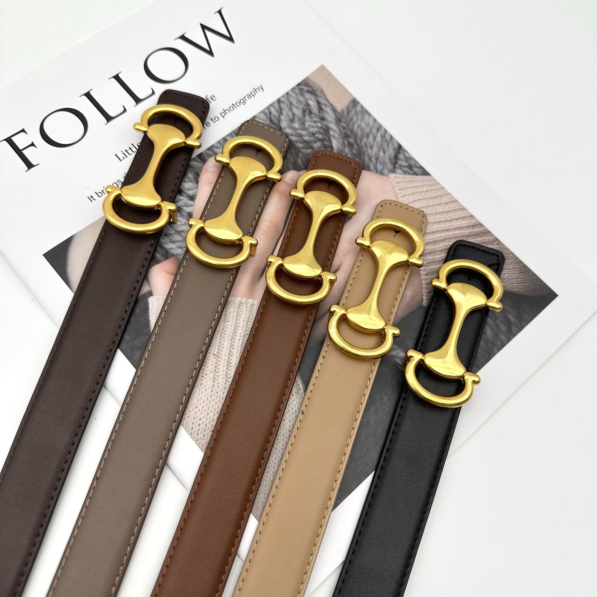 真牛皮皮带简约时尚平滑扣女士腰带韩国装饰百搭西装牛仔裤带现货