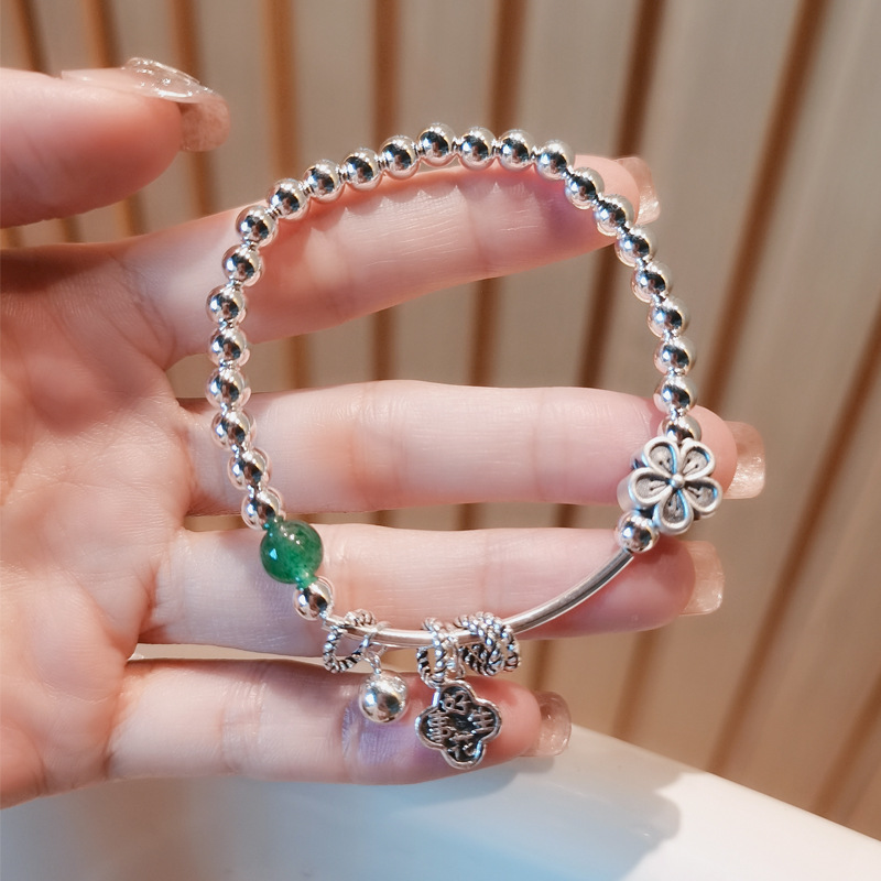 好事发生梅花纯银手串女轻奢小众复古925纯银手链国风圆珠银珠链