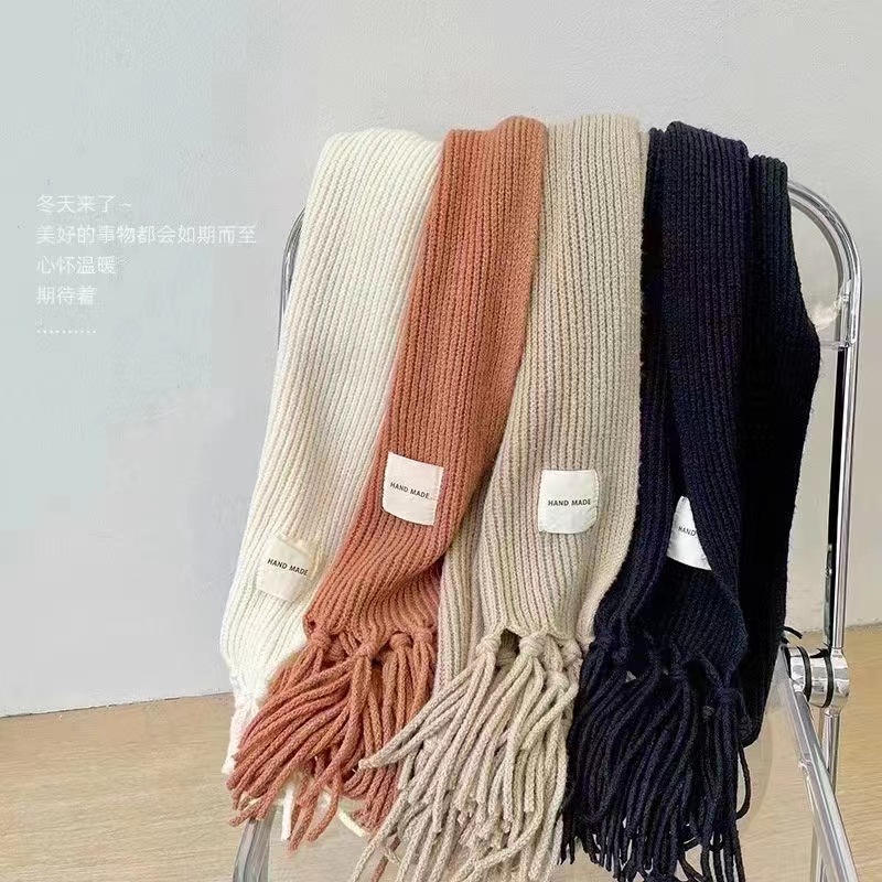 秋冬季围巾男女韩版百搭针织围巾简约长流苏情侣加厚保暖学生围脖