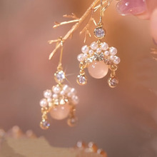 抖音同款国风戏曲珍珠耳环女小众设计复古气质高级感925银针耳饰