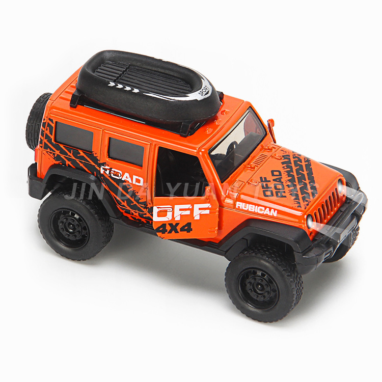 跨境热销1:36仿真合金车模回力车三开门大轮胎惯性越野车玩具车
