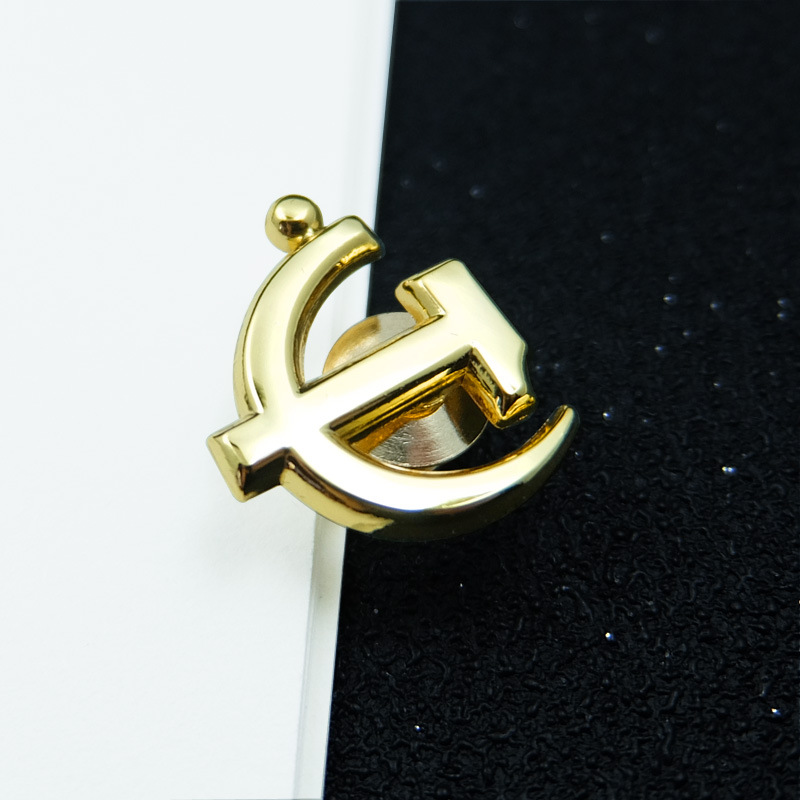 金色徽章现货胸徽锌合金立体镰刀锤子胸针政府员工纪念章胸标金属