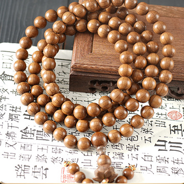 山西十年工厂店 宗五台原木老料降龙木九道木六道木念珠手链108粒