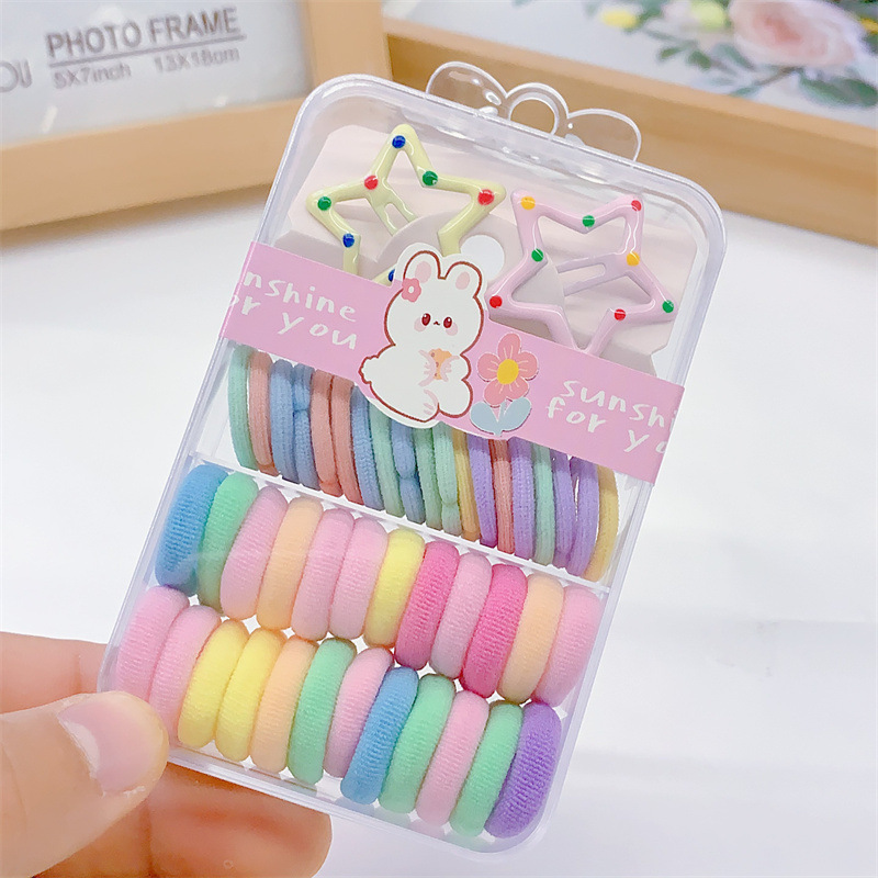 New Hair Accessories Wholesale Little Girl Children Fashion Rubber Band Small Circle Combination Drip Color Clip Barrettes Headband