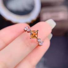 新款时尚简约公主方钻开口戒指镶嵌仿天然黄水晶黄钻方形彩宝戒指
