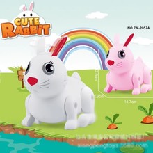 电动发光蹦蹦兔闪光音乐牵绳小兔子玩具会跑抖音网红夜市地摊货源