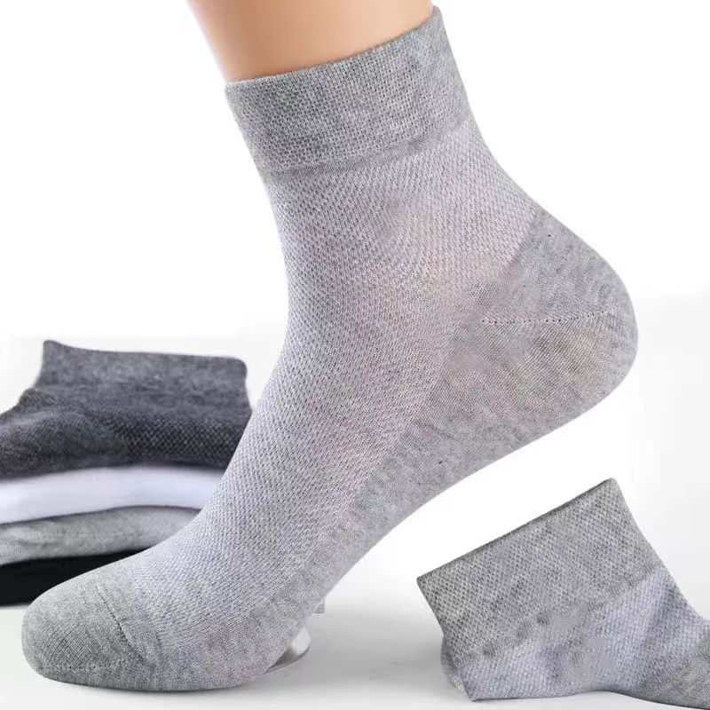 Socks Men's Solid Color Summer Thin Deodorant Stockings Spring and Summer Men's Socks Socks Business Mesh Stockings Mid-Calf Length Men's Socks