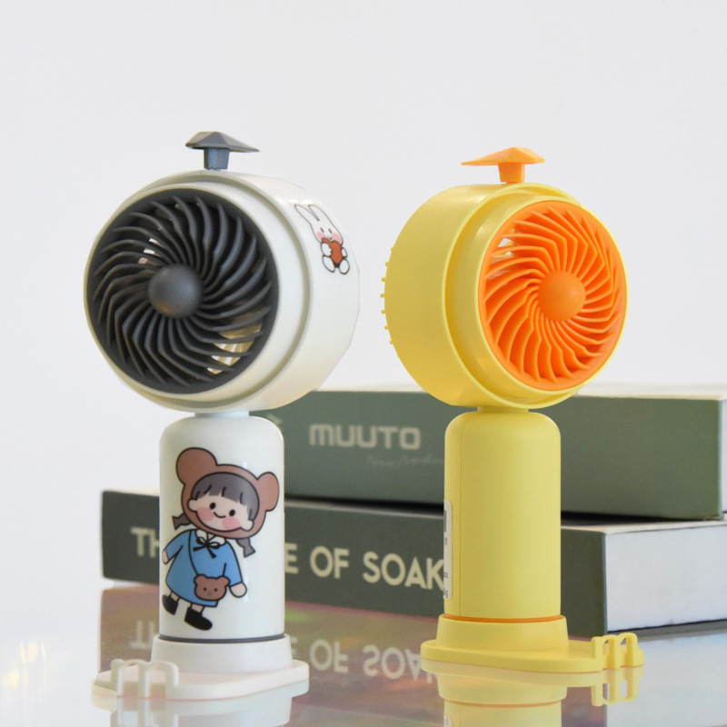 2023 New with Base Gift Stickers USB Small Fan Children Portable Hand-Held Simple Electric Fan Gift