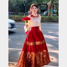 YT235966新中式汉服新款订婚礼裙红色马面裙敬酒服喜服结婚服套装