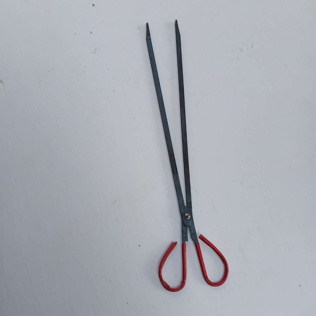 地摊火钳 煤夹 烧烤工具 蜂窝煤火红胶柄火钳 烧柴捡垃圾夹子