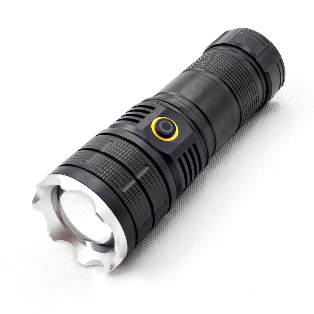 跨境多功能强光变焦手电筒 户外白激光远射手电 铝合金usb露营灯