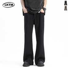 LKTM男装#美式高街解构黑色微喇西裤男cleanfit高级感垂感休闲裤
