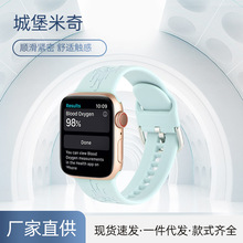 新款适用苹果手表表带Apple iWatch 7-1代SE诚堡米奇硅胶苹果表带