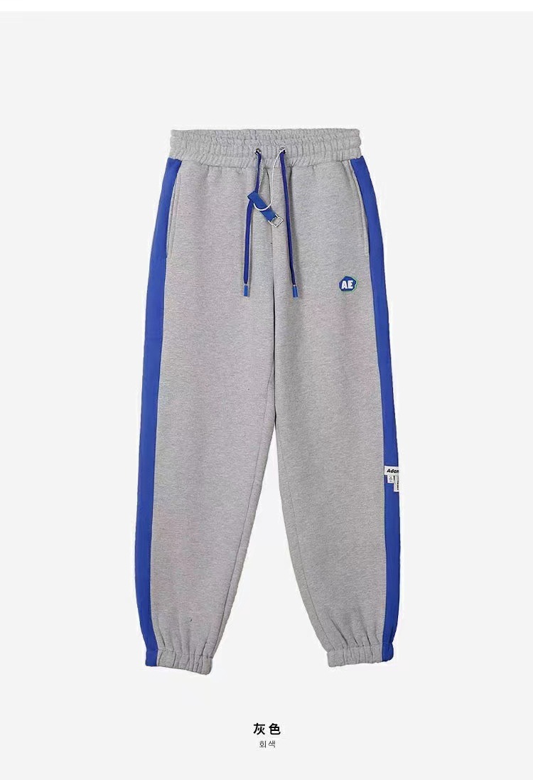 韩国ader卫裤秋冬拼接休闲运动裤ae男女宽松束脚卫裤情侣拼色长裤