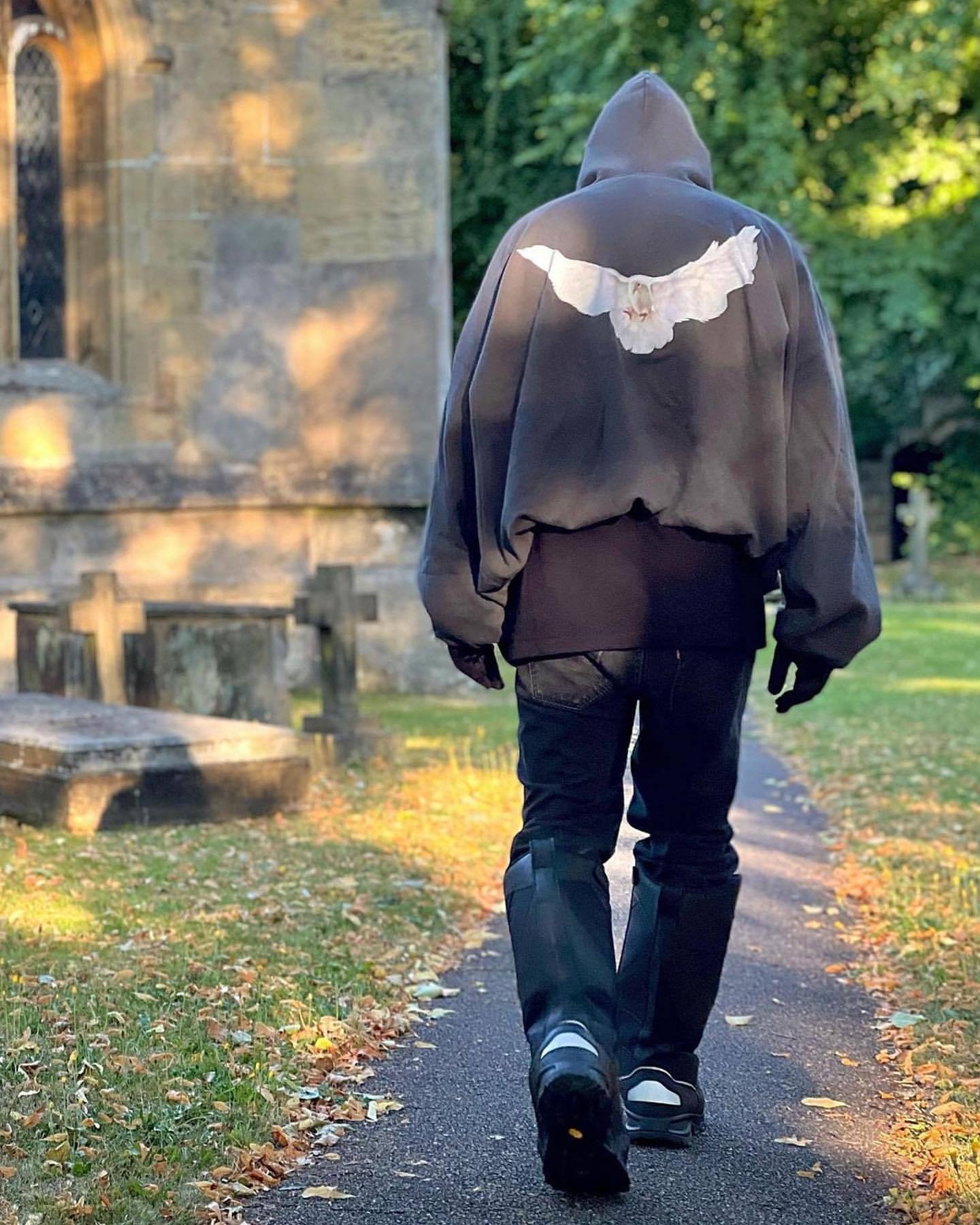 sogd yeezy x g x b 三方联名kanye鸽子印花水洗双层连帽卫衣