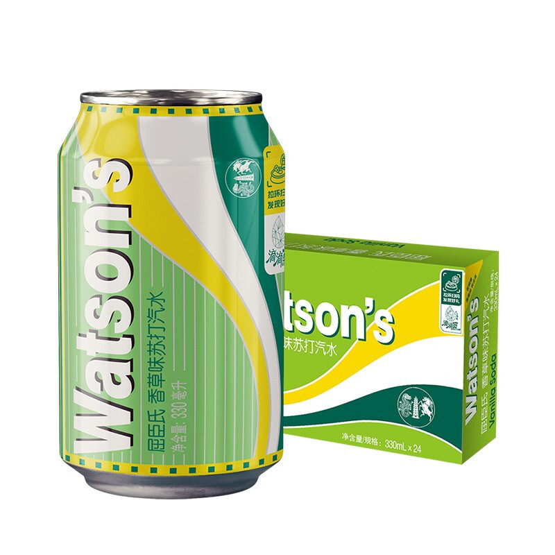 广东包运费 屈臣氏香草苏打水 330ml*24罐/箱调酒苏打水汽水