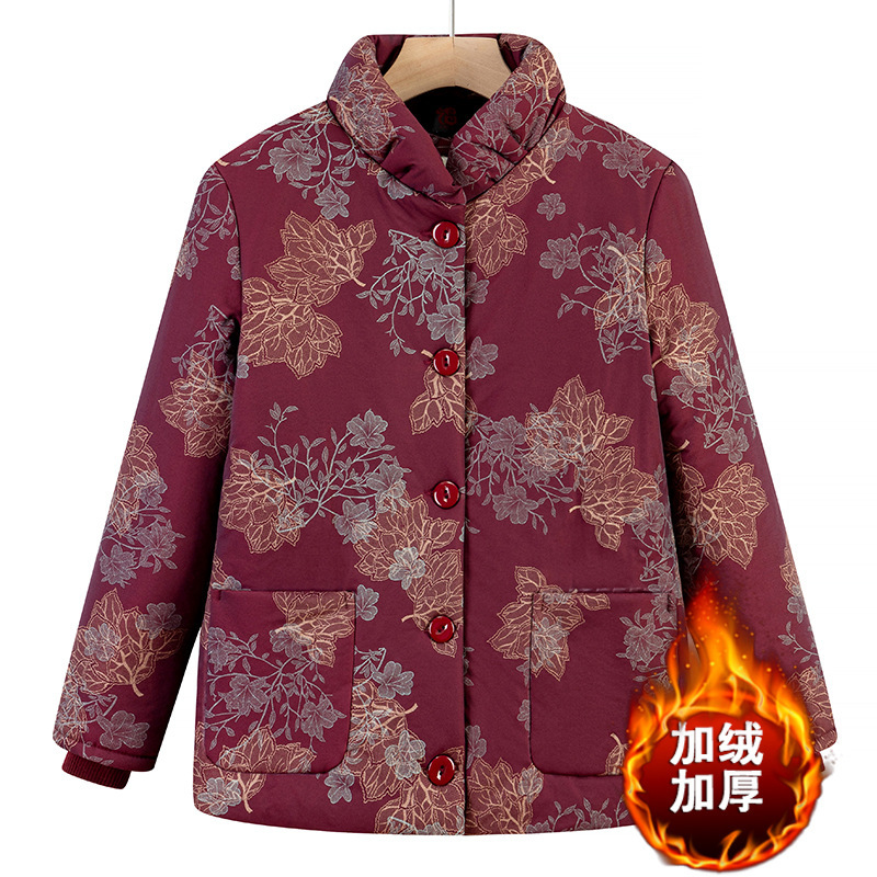中老年棉衣女奶奶冬装外套妈妈加绒加厚棉袄老太太上衣服lyr-210