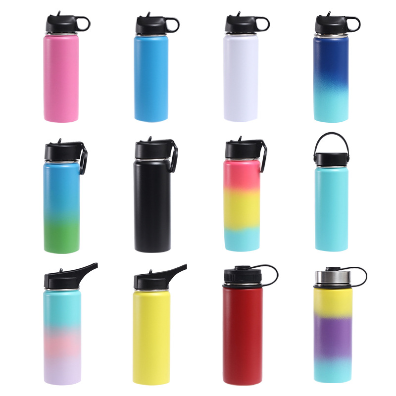 cross-border plastic spraying gradient color space pot 304 stainless steel vacuum thermos cup outdoor portable handle sports kettle