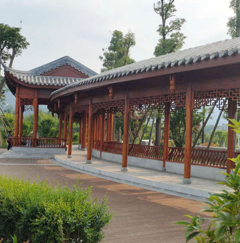 庭院古建碳化凉亭长廊防腐木长廊户外葡萄架景观实木廊架亭子