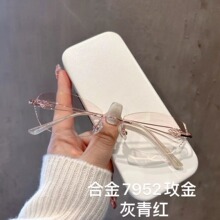 无框切边近视眼镜女钻石无框切边样品合金有度数批发镜架防蓝光