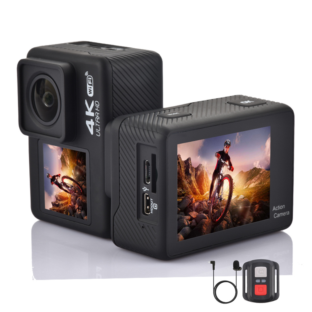 厂家直销真4k60户外运动相机双屏双麦克风防抖潜水滑雪摄像机跨境
