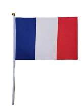14*21CM法国国旗手摇旗8号塑料杆涤纶小旗子世界各国旗帜欧洲杯