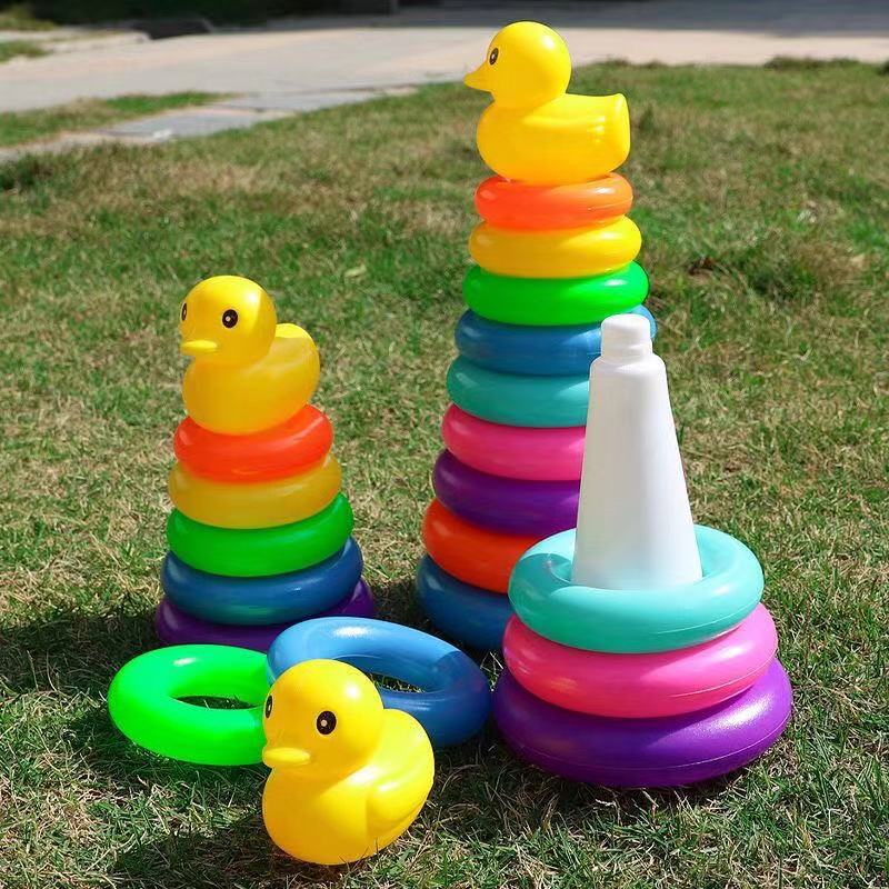 儿童宝宝彩虹塔套圈玩具套装叠叠乐套圈圈玩具早教颜色识别批发