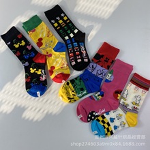 新款HappySocks米奇联名款女袜 秋冬中筒嗨皮米老鼠潮款袜子批发