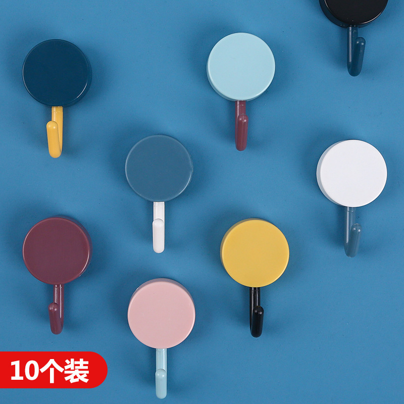 Candy Color Small Hook Multi-Functional Foam round Sticky Hook Key Object Storage Seamless Punch-Free Door Hook