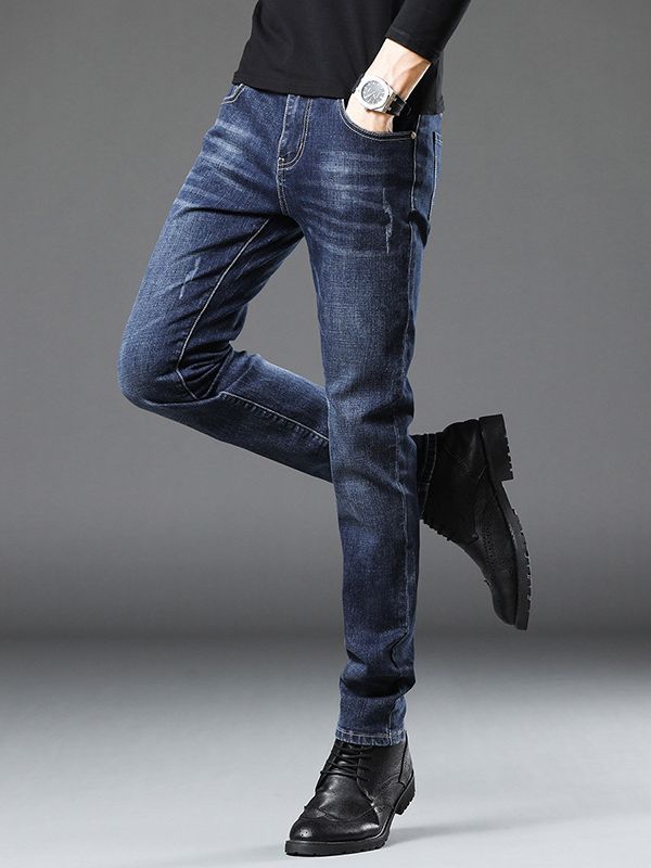 New Men's Jeans Men's Loose Skinny Japanese Elastic Spring and Autumn Casual Pants Men's Belt Fashionable Trousers