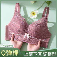 乳胶内衣小胸聚拢收副乳防下垂无钢圈性感蕾丝上托调整型文胸薄款