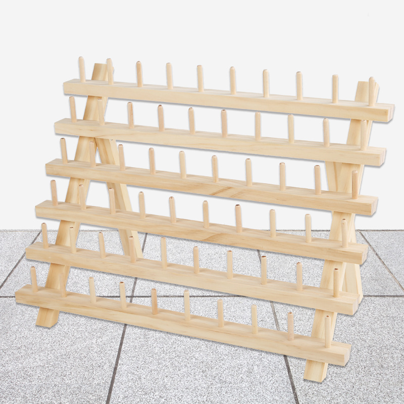 Cross-Border Supply 120 Axis Wooden Wire Frame Solid Wood Spool Frame Sewing Thread Bobbin Core Storage Folding Racks